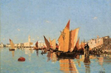 guglielmo ciardi laguna di venezia venice lagoon oil on cardboard 11.2 x 15.8 in.