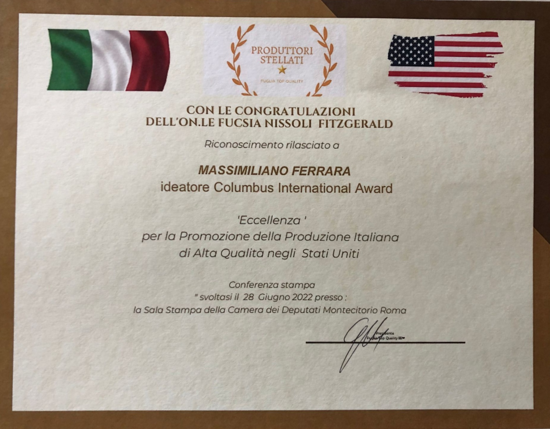 produttori stellati premio a massimiliano ferrara