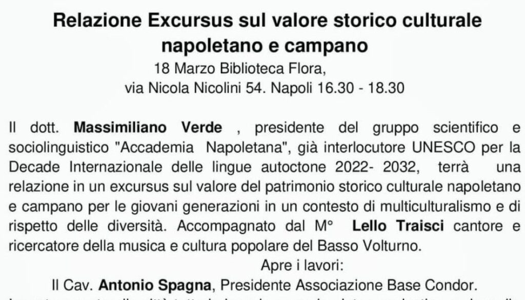 Relazione Excursus sul valore storico culturale napoletano e campano