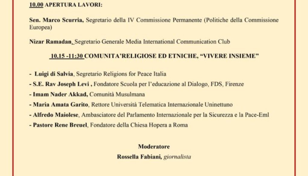 Dialogo tra comunità religiose ed etniche