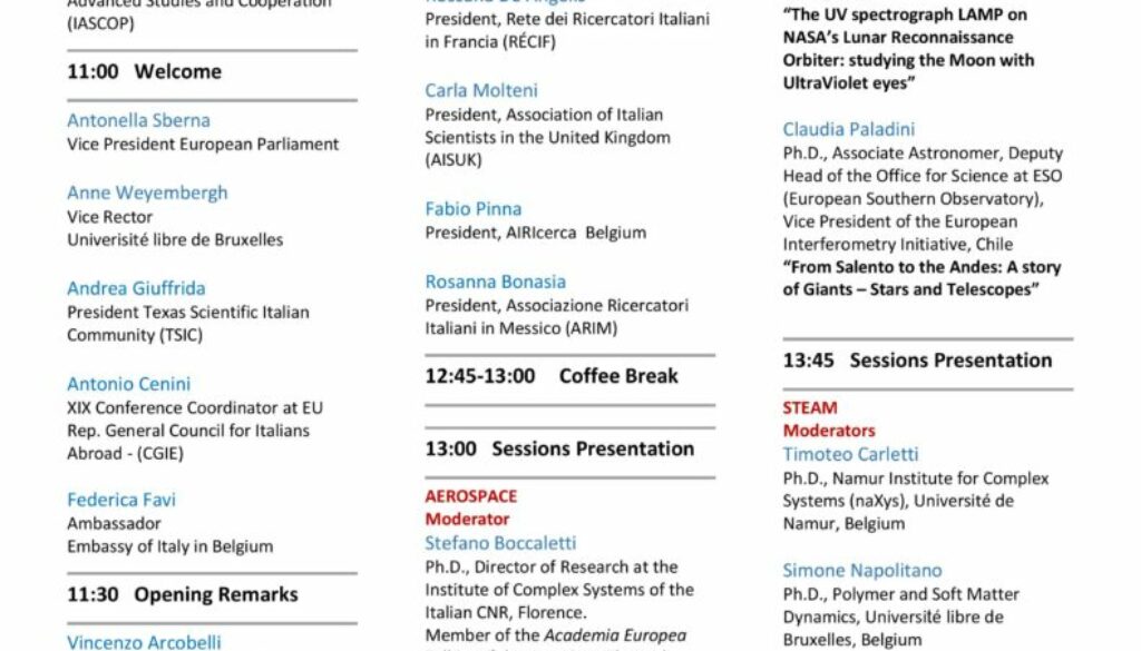 XIX Conferenza dei Ricercatori Italiani nel Mondo – XIX Conference Italian Researchers in the World